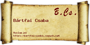 Bártfai Csaba névjegykártya